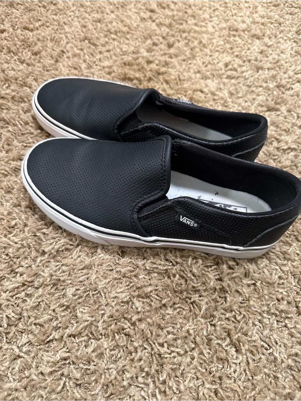 Vans Black Slip-On Loafers with White Sole